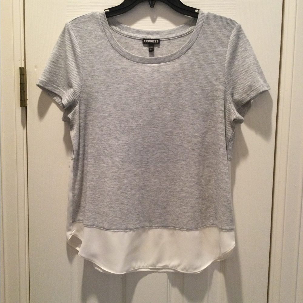 EXPRESS Size S, Heather Gray/Cream color, dressy T-shirt FREE SHIPPING